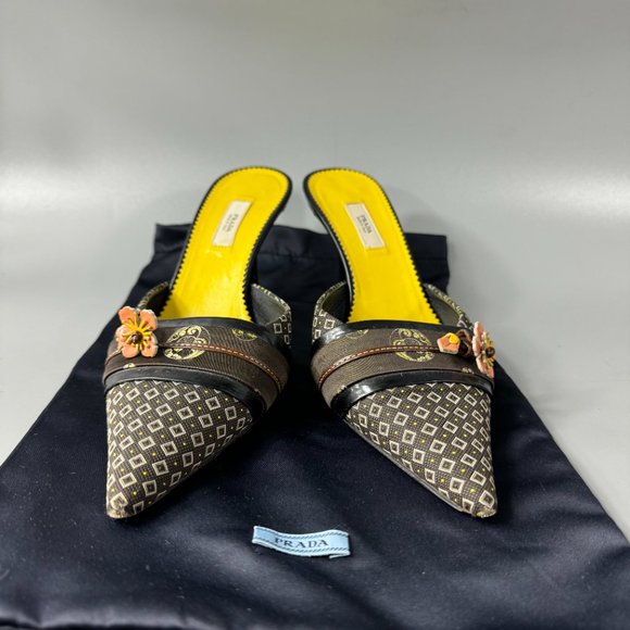 Authentic PRADA Flower Kimono Pointed Mules, Size 37 - Picture 3 of 14